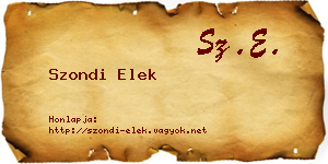 Szondi Elek névjegykártya
